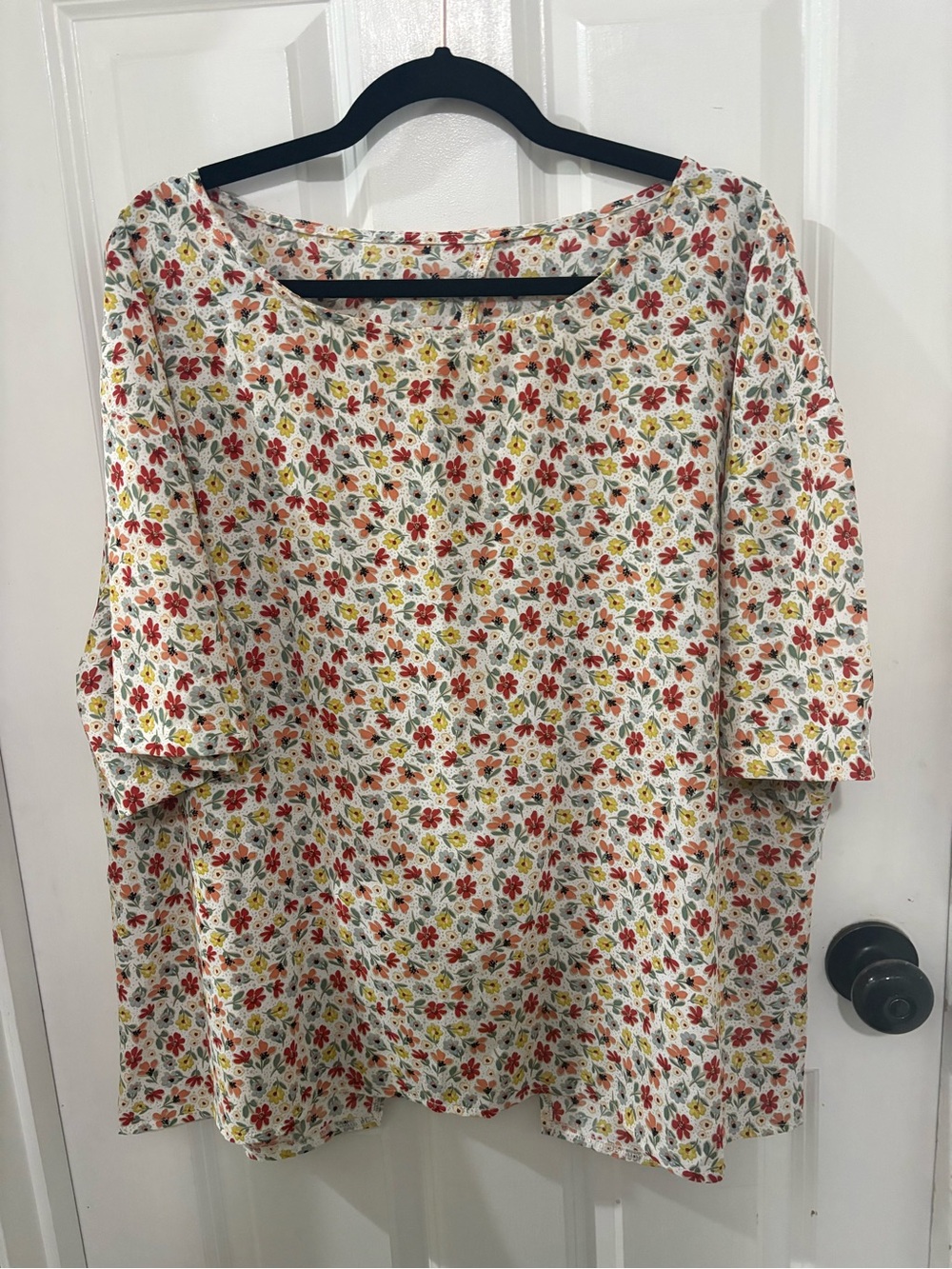 SHEIN Curve 3XL Floral Cottagecore Blouse Open Back Top
